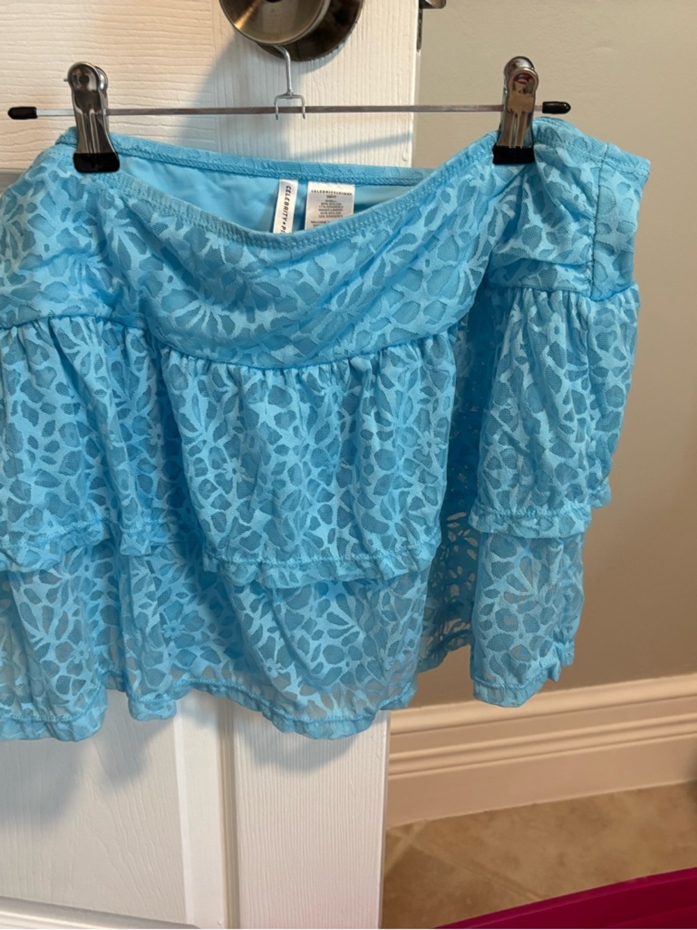 Women's Light Blue Lace Off-Cover Up Swim